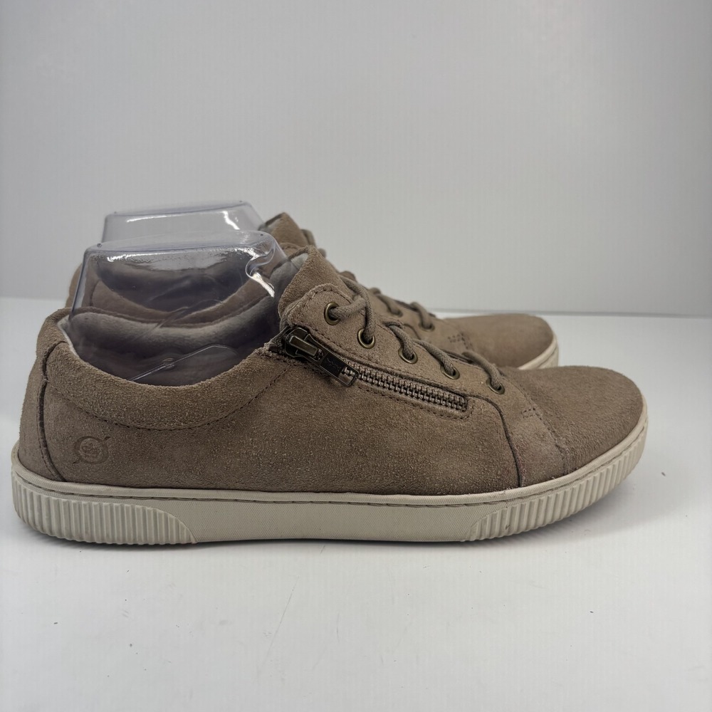 Born Tamara Women's US 10M Taupe Suede Low-Top Casual Sneakers Lace-Up Side Zip - Picture 10 of 16